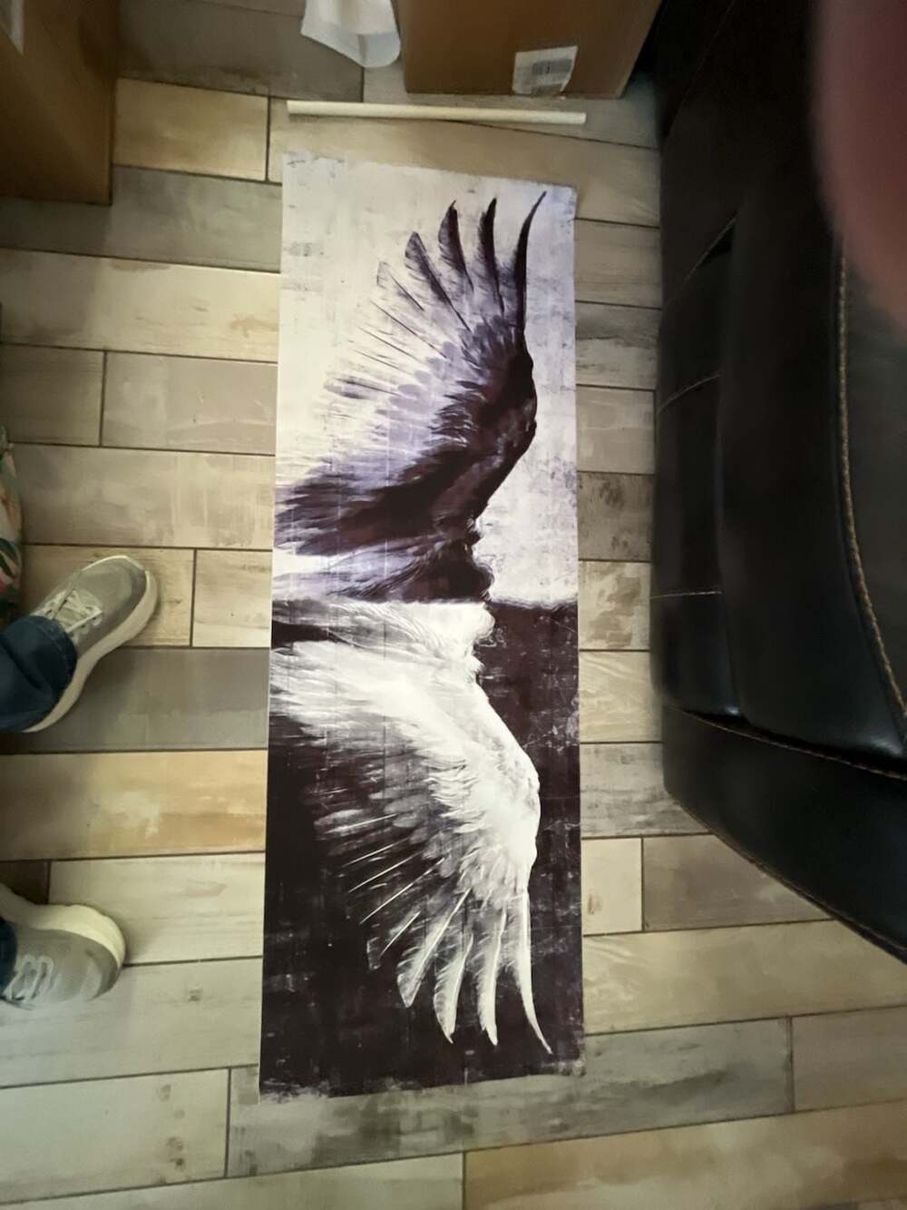 1pc frameless black white angel wings canvas art